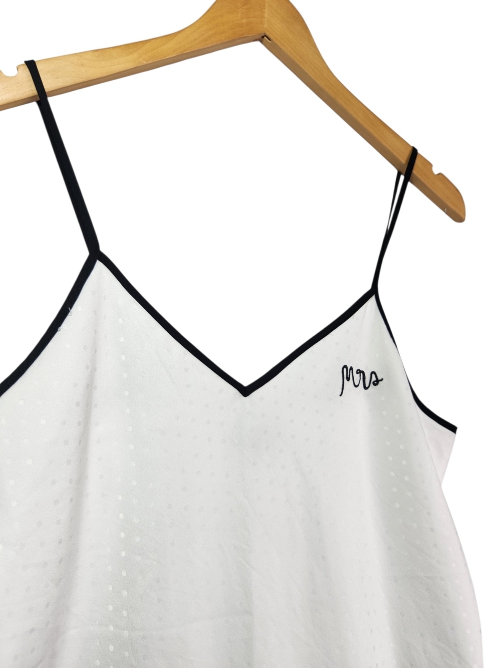 Kate Spade New York "Mrs" Satin PJ Cami Top Sm White Swiss Dot Bridal Sleepwear - Picture 5 of 14